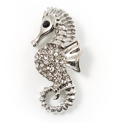 Crystal Seahorse Fashion Brooch - main view