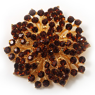 Victorian Corsage Flower Brooch (Amber Coloured) - main view