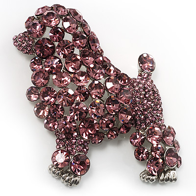 Gigantic Lilac Crystal Poodle Dog Brooch - main view
