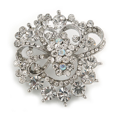 Striking Diamante Corsage Brooch (Ice Clear) - main view