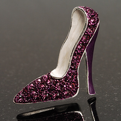 Purple Swarovski Crystal Stiletto Shoe Brooch - main view