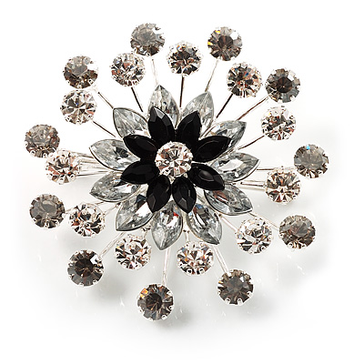 Sparkling Clear Crystal Corsage Brooch - main view
