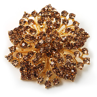 Victorian Corsage Flower Brooch (Gold&Champagne ) - main view