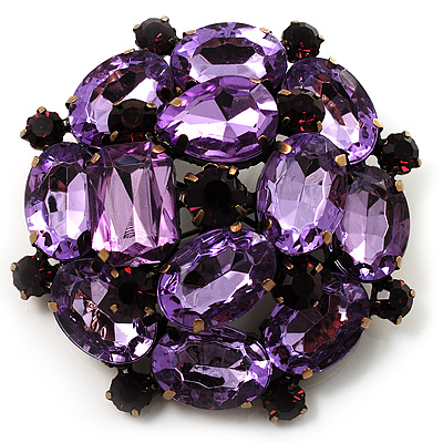 Large Dimensional Corsage Acrylic Brooch (Bronze&Purple) - main view