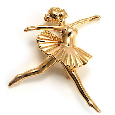 'Dancing Ballerina' Fashion Brooch (Gold Tone)