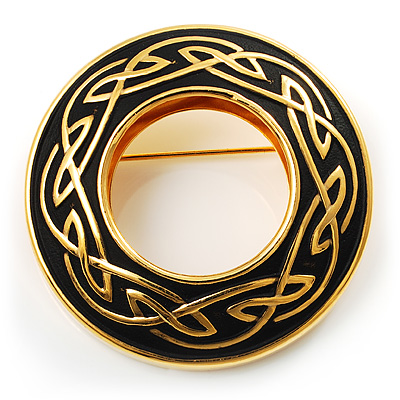 Traditional Circle Celtic Brooch (Gold Tone) - main view