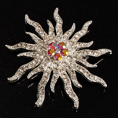Corsage Sparkling Crystal Star Brooch - main view
