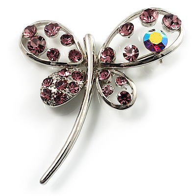 Stylish Crystal Butterfly Brooch - main view