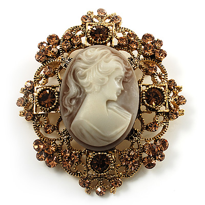 Heiress Filigree 'Cameo' Brooch (Antique Gold) - main view