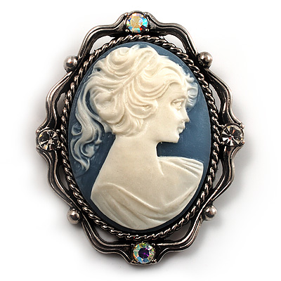 Classic Cameo AB Crystal Brooch (Antique Silver) - main view