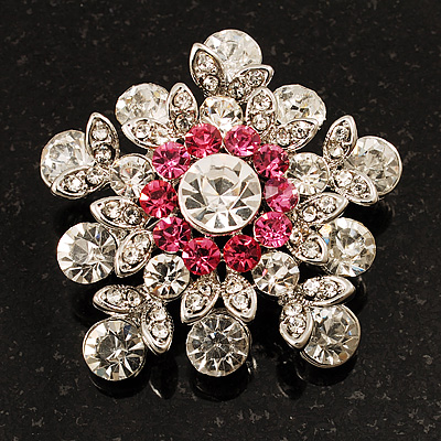 Crystal Star Brooch (Clear & Pink) - main view