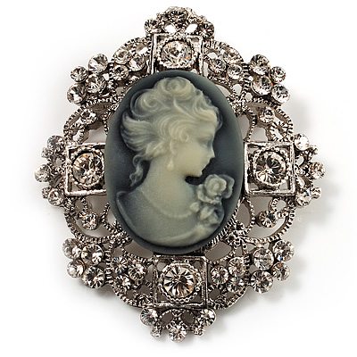 Heiress Filigree 'Cameo' Brooch (Antique Silver Finish) - main view