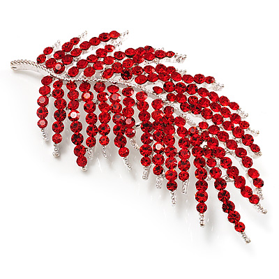Statement Crystal Leaf Brooch (Bright Red) - main view