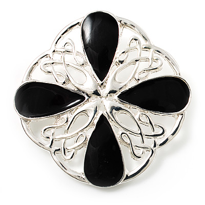 Traditional Circle Celtic Brooch (Silver Tone) - main view