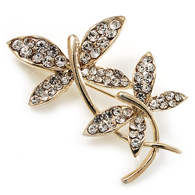 Delicate Crystal Butterfly Brooch (Gold Plated) - main view