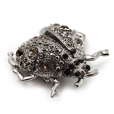Avalaya Statement Black//Hematite Austrian Crystal Filigree Cross Brooch//Pendant in Gunmetal 58mm Length
