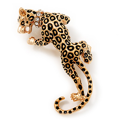 'Roaring Leopard' Gold Plated Brooch - main view