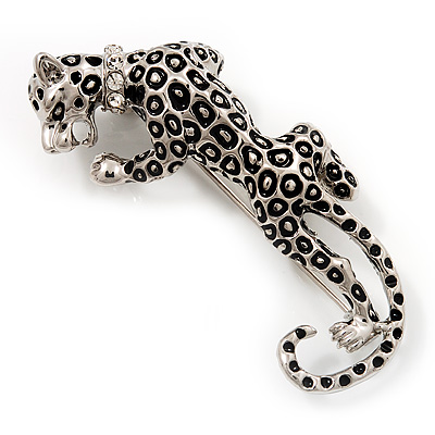'Roaring Leopard' Silver Plated Brooch - main view
