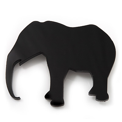 Black Acrylic Elephant Brooch - main view
