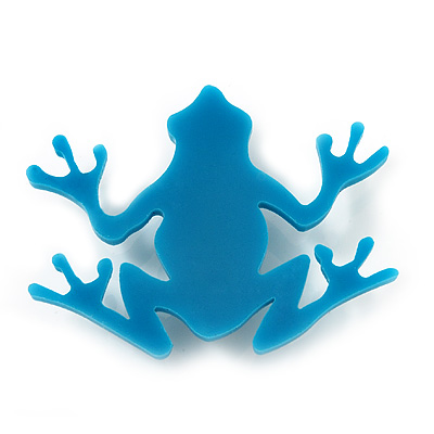 Teal Acrylic Frog Brooch - main view