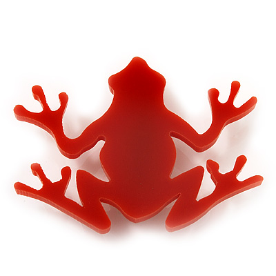 Orange Acrylic Frog Brooch - main view