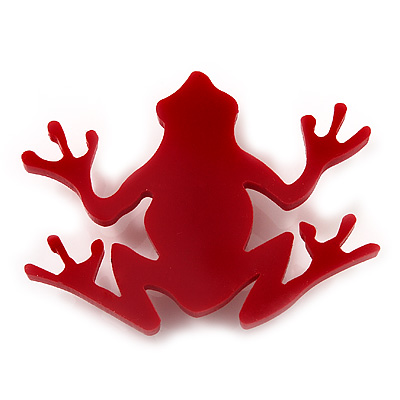 Red Acrylic Frog Brooch - main view