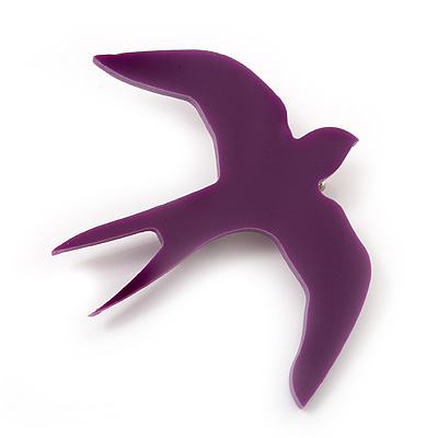 Purple Swallow Acrylic Brooch - main view