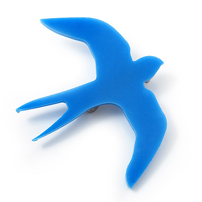 Blue Swallow Acrylic Brooch - main view