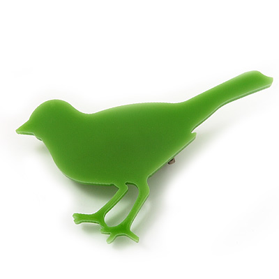 Lime Green Acrylic Sparrow Brooch - main view