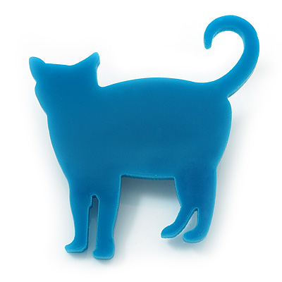 Teal Acrylic Cat Brooch - main view