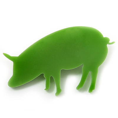 Lime Green Acrylic Piggy Brooch - main view