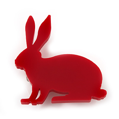 Red Acrylic Bunny Brooch - main view