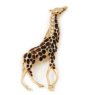 Gold Plated Enamel 'Giraffe' Brooch - main view