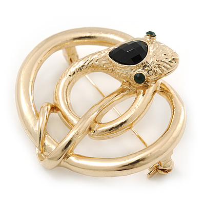 Gold Plated Coiled 'Snake' Brooch - 48mm Width