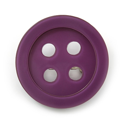 Funky Purple Acrylic 'Button' Brooch - 35mm Diameter - main view