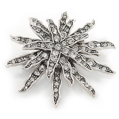 45mm D Avalaya Rose Gold Tone Clear Crystal Snowflake Brooch//Pendant