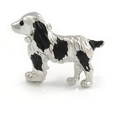 Small Dog Brooch In Silver Tone - 30mm Across - main view