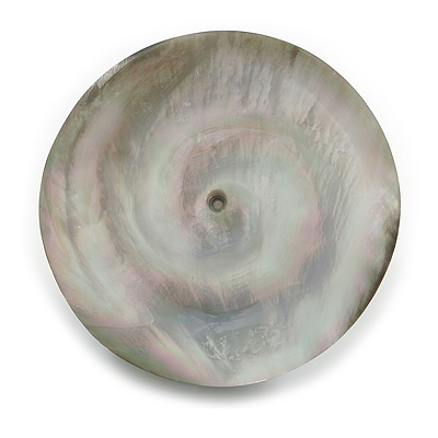 40mm L/Round Spiral Sea Shell Brooch/Silvery Shades/ Handmade/ Slight Variation In Colour/Natural Irregularities - main view
