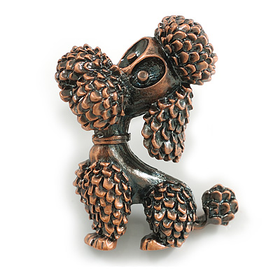 Copper Tone Poodle Dog Brooch/ Pendant - 40mm Tall - main view