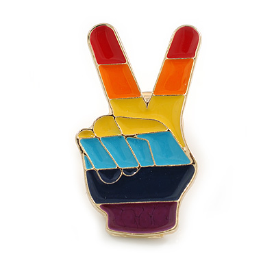 LGBTQ Gay Pride Multicoloured Enamel Pin Brooch in Black Tone - 33mm Tall - main view