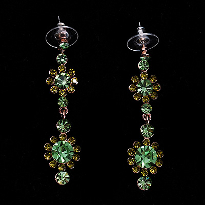 Green Crystal Drop Earrings - main view