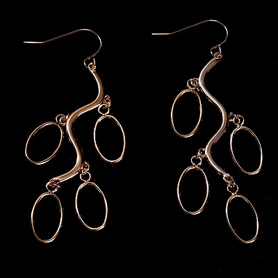 Small Gold Oval Drop Earrings With Motion - main view