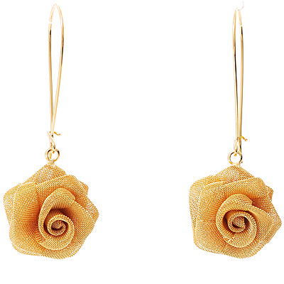 Gold Mesh Rose Earrings - main view