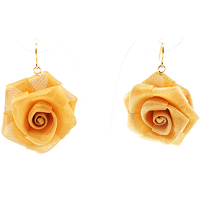 Gold Jumbo Mesh Rose Earrings - main view