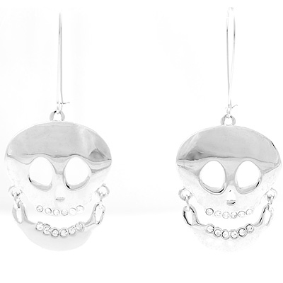 Jumbo Silver Skull Earrings - main view