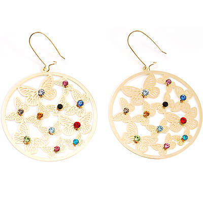 Gold Butterfly Circle Earrings - main view