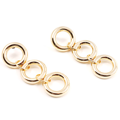 Gold Triple Circle Dangle Fashion Earrings - main view
