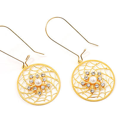 Gold Web Circle Earrings - main view