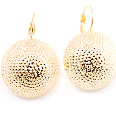 Gold Hammered Button Costume Earrings - main view