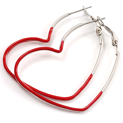 Red Open Heart Costume Hoop Earrings - main view